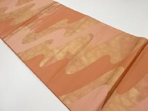 リサイクル 変わり波模様織出し開き名古屋帯(額縁仕立て)